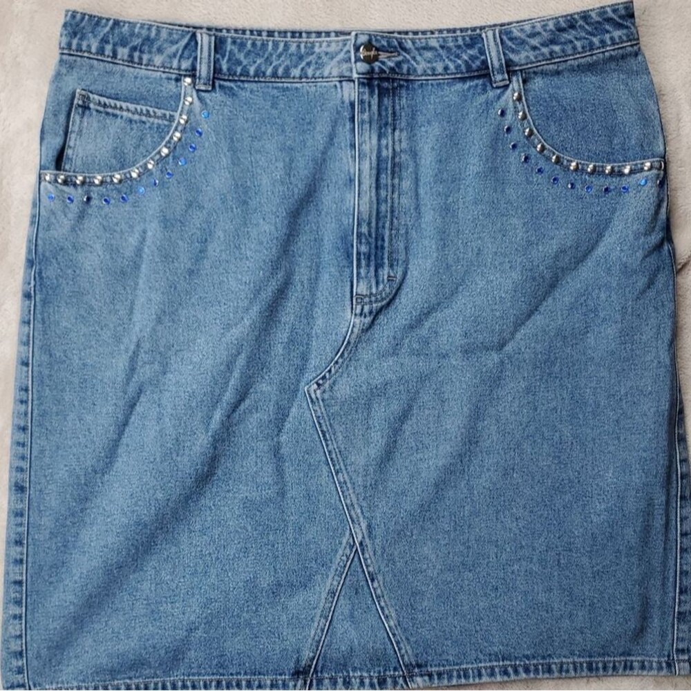 Wrangler | Vintage Women's 19/20 | Studded Denim Midi Skirt | Country Western